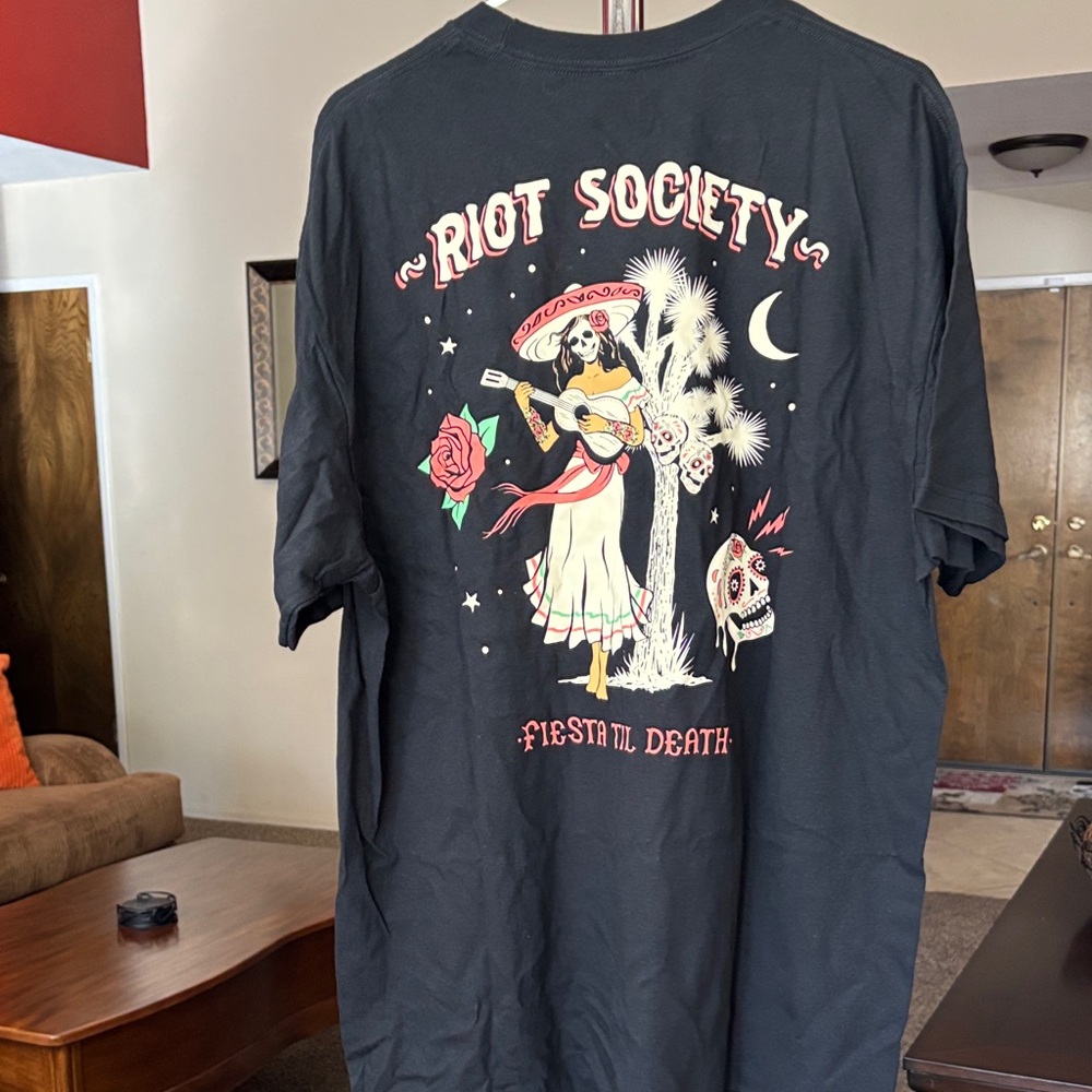 RIOT Society Black Skull Graphic Tee